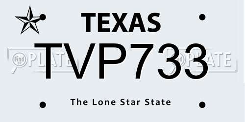 TVP733 Texas License Plate