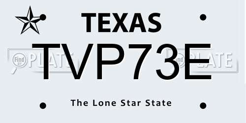 TVP73E Texas License Plate