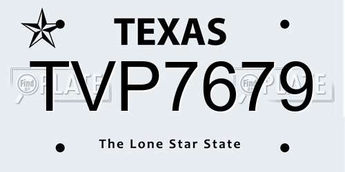 TVP7679 Texas License Plate