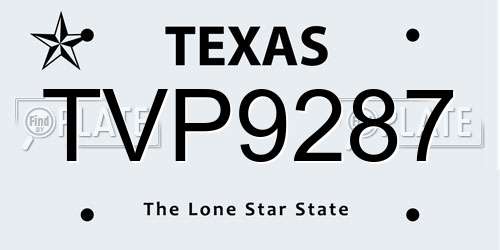 TVP9287 Texas License Plate