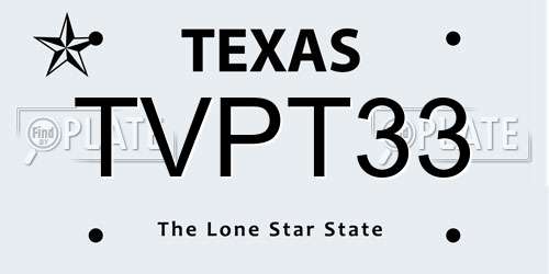 TVPT33 Texas License Plate