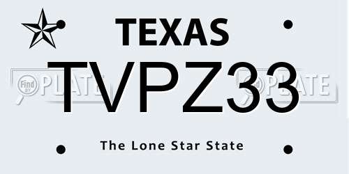 TVPZ33 Texas License Plate