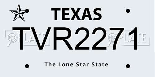 TVR2271 Texas License Plate