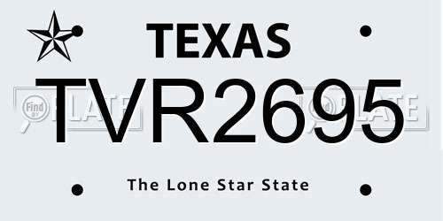 TVR2695 Texas License Plate