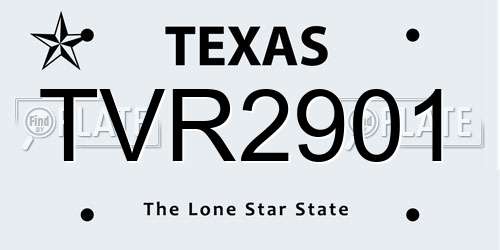 TVR2901 Texas License Plate