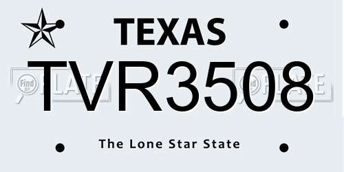 TVR3508 Texas License Plate