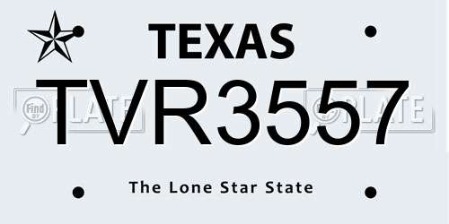 TVR3557 Texas License Plate