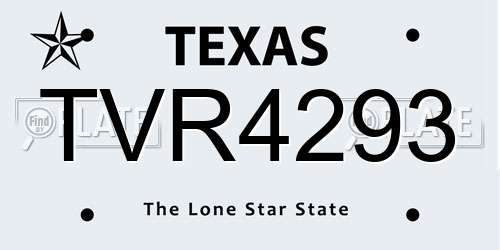 TVR4293 Texas License Plate
