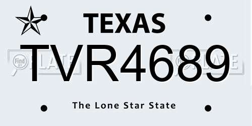 TVR4689 Texas License Plate