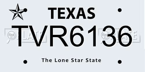 TVR6136 Texas License Plate