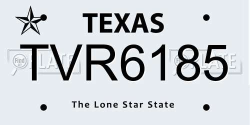 TVR6185 Texas License Plate