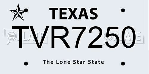 TVR7250 Texas License Plate