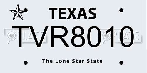 TVR8010 Texas License Plate