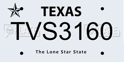 TVS3160 Texas License Plate