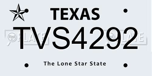 TVS4292 Texas License Plate