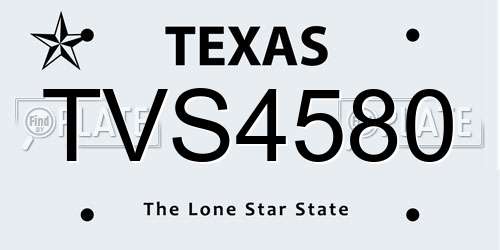 TVS4580 Texas License Plate