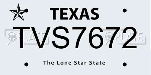 TVS7672 Texas License Plate
