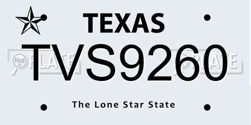 TVS9260 Texas License Plate