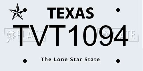 TVT1094 Texas License Plate