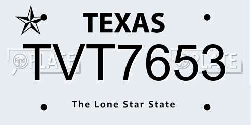TVT7653 Texas License Plate