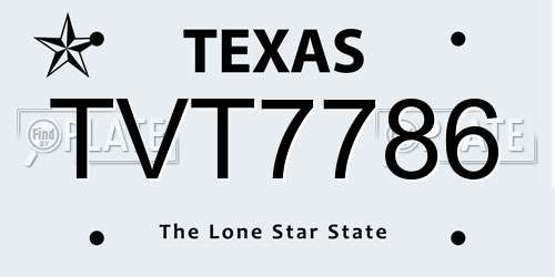 TVT7786 Texas License Plate