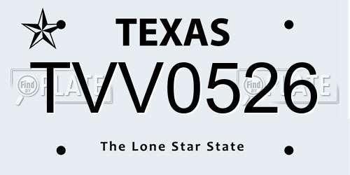TVV0526 Texas License Plate