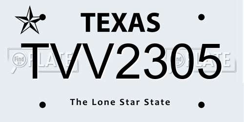 TVV2305 Texas License Plate