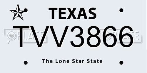 TVV3866 Texas License Plate