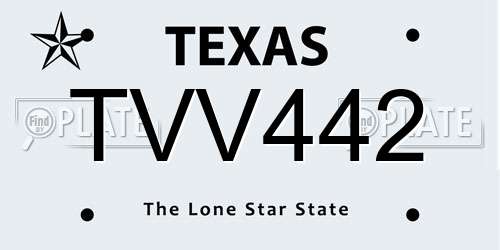 TVV442 Texas License Plate