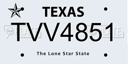 TVV4851 Texas License Plate