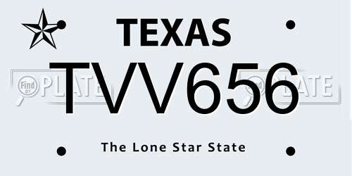 TVV656 Texas License Plate