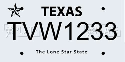 TVW1233 Texas License Plate