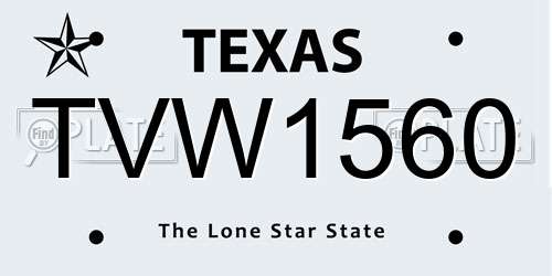 TVW1560 Texas License Plate