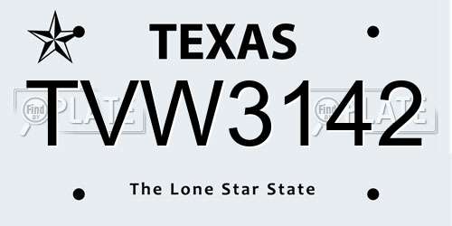 TVW3142 Texas License Plate