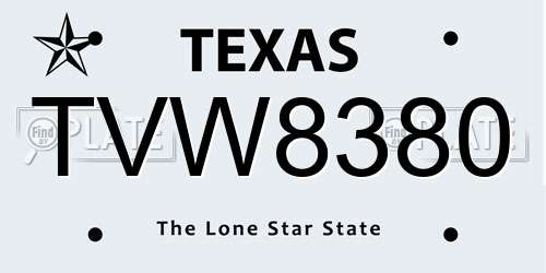 TVW8380 Texas License Plate