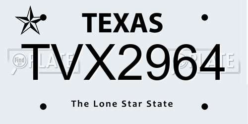 TVX2964 Texas License Plate