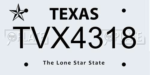 TVX4318 Texas License Plate