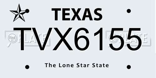 TVX6155 Texas License Plate