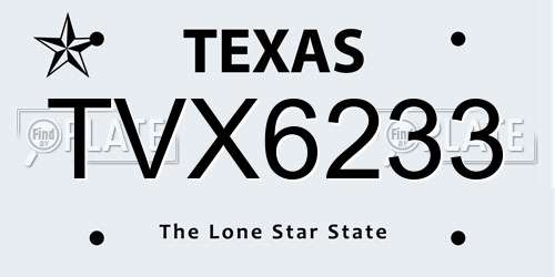 TVX6233 Texas License Plate