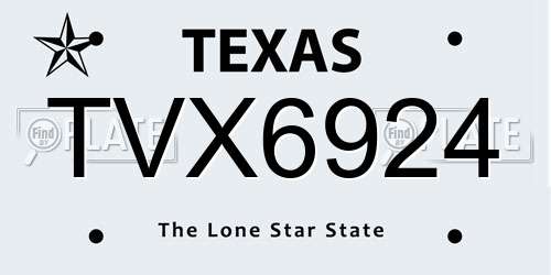 TVX6924 Texas License Plate