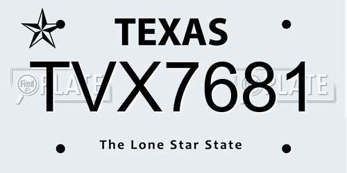 TVX7681 Texas License Plate