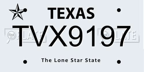 TVX9197 Texas License Plate