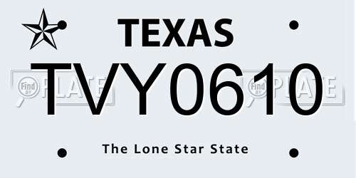 TVY0610 Texas License Plate