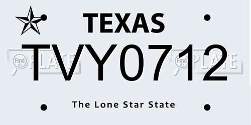 TVY0712 Texas License Plate