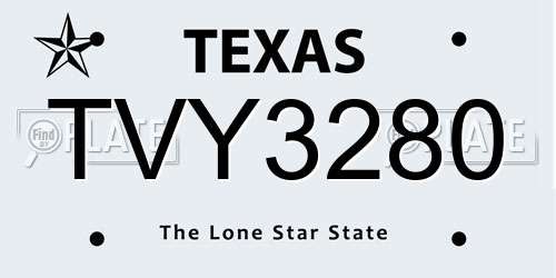TVY3280 Texas License Plate