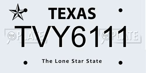 TVY6111 Texas License Plate