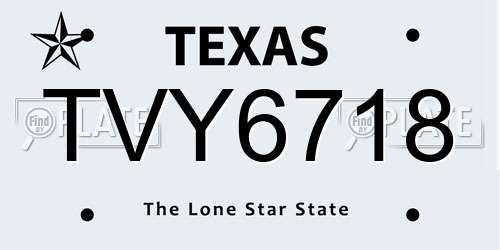 TVY6718 Texas License Plate