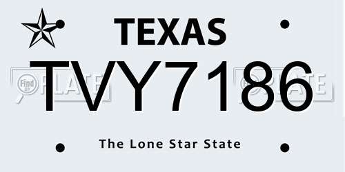 TVY7186 Texas License Plate