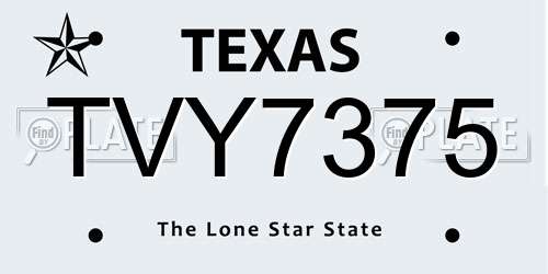 TVY7375 Texas License Plate