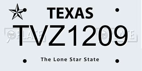 TVZ1209 Texas License Plate